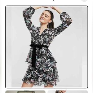 MOD CLOTH mermaid sequin Floral Black Dress with Pastel Accents NWT